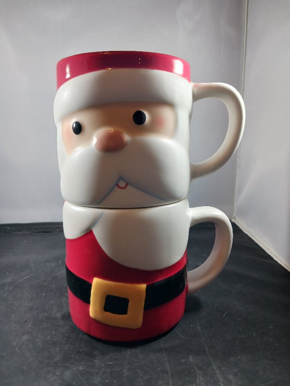 Vintage Hallmark Christmas Set of 2 Stackable Santa Mugs